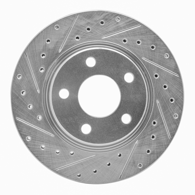 Buick Allure Brake Rotor (1) - Front Left - R1 Concepts - Drilled & Slotted - Silver - `04-`09